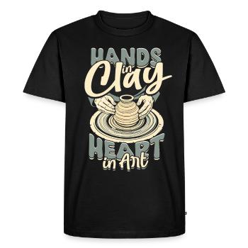 Poterie Poterie Poterie Mains En Argile Coeur Dans L’art - T-shirt Premium bio Homme - noir - Devant - Nico (187cm)