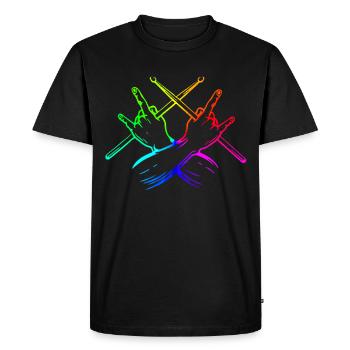 Drums Drums Drumstick Drummer Music Band Rock - Men's Premium Organic T-Shirt - black - Front - Nico (187cm)