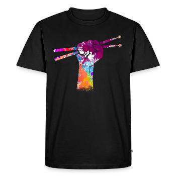 Tambours Baguettes Tambours Batteur Musique Groupe Rock - T-shirt Premium bio Homme - noir - Devant - Nico (187cm)