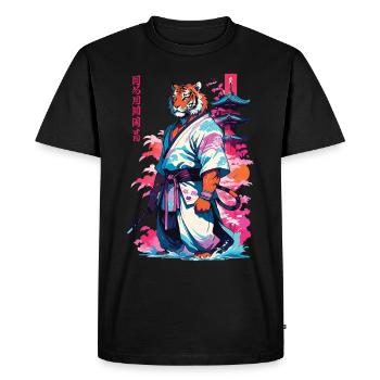 Tiger Yokai Vaporwave Aesthetic Samurai Art - Men's Premium Organic T-Shirt - black - Front - Nico (187cm)