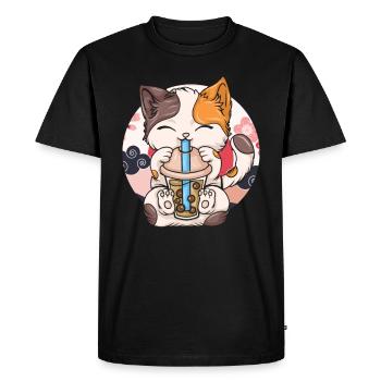 Bubble Tea Boba BubbleTea Kawaii Japan Tea Kpop - Men's Premium Organic T-Shirt - black - Front - Nico (187cm)