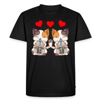 Bubble Tea Boba BubbleTea Kawaii Japan Tea Kpop - Men's Premium Organic T-Shirt - black - Front - Nico (187cm)