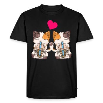 Bubble Tea Boba BubbleTea Kawaii Japan Tea Kpop - Men's Premium Organic T-Shirt - black - Front - Nico (187cm)