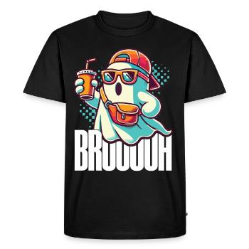 Cool Halloween Ghost Says Bruh - Men's Premium Organic T-Shirt - black - Front - Nico (187cm)
