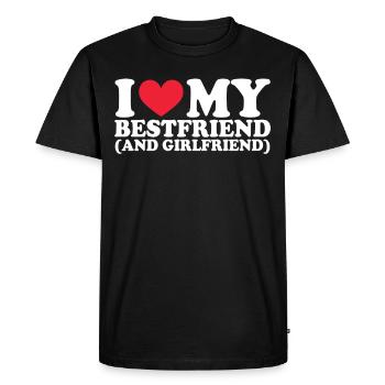 Petite amie Petite amie Relation Couple Amour Couple - T-shirt Premium bio Homme - noir - Devant - Nico (187cm)