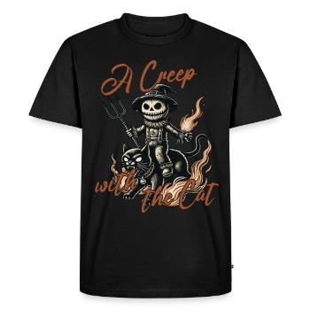 Halloween: A scary one with the cat - Men's Premium Organic T-Shirt - black - Front - Nico (187cm)