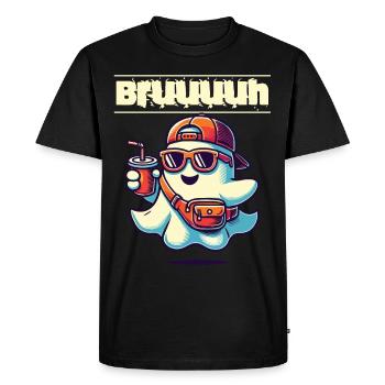 Cool Halloween Ghost Says Bruh - Men's Premium Organic T-Shirt - black - Front - Nico (187cm)