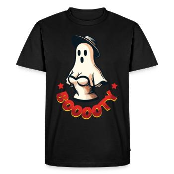 Drôle Halloween Vintage Rétro Booty Ghost Fun - T-shirt Premium bio Homme - noir - Devant - Nico (187cm)