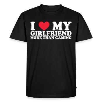 Petite amie Petite amie Relation Couple Amour Couple - T-shirt Premium bio Homme - noir - Devant - Nico (187cm)