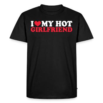 Petite amie Petite amie Relation Couple Amour Couple - T-shirt Premium bio Homme - noir - Devant - Nico (187cm)