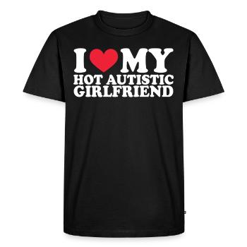 Autiste Petite amie Petite amie Relation Couple Amour - T-shirt Premium bio Homme - noir - Devant - Nico (187cm)