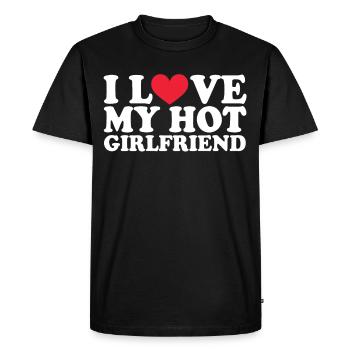 Petite amie Petite amie Relation Couple Amour Couple - T-shirt Premium bio Homme - noir - Devant - Nico (187cm)