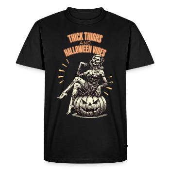 Halloween amusant : cuisses épaisses et vibrations - T-shirt Premium bio Homme - noir - Devant - Nico (187cm)