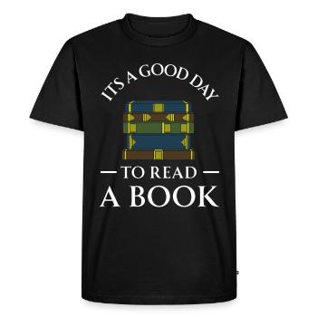 Livre Livres Bibliothèque Lecture Littérature Lire Livres - T-shirt Premium bio Homme - noir - Devant - Nico (187cm)