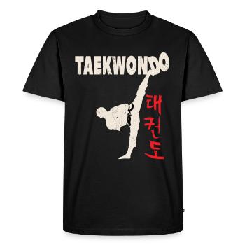 Techniques de maîtrise du taekwondo et coups de pied d’arts martiaux - T-shirt Premium bio Homme - noir - Devant - Nico (187cm)