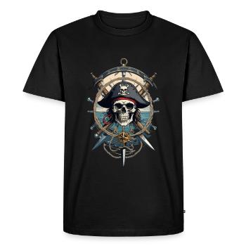 Drapeaux de pirate crâne Jolly Roger costume de pirate - T-shirt Premium bio Homme - noir - Devant - Nico (187cm)