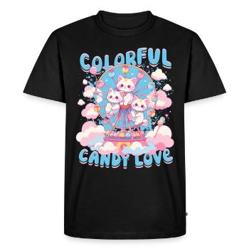 Barbe à papa Amour coloré - T-shirt Premium bio Homme - noir - Devant - Nico (187cm)