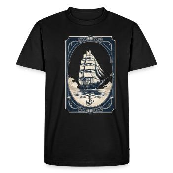 Maritime Sailing Ship Adventure Romance - Men's Premium Organic T-Shirt - black - Front - Nico (187cm)