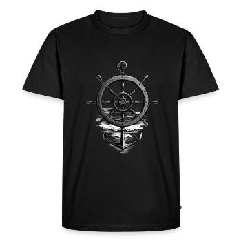 Maritime Seafarer Design with Anchor and Steering Wheel - Men's Premium Organic T-Shirt - black - Front - Nico (187cm)