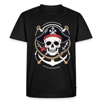 Drôle de Pirate Tenue Jolly Roger Design - T-shirt Premium bio Homme - noir - Devant - Nico (187cm)