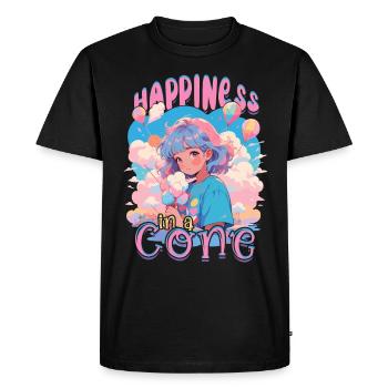 Barbe à papa : le bonheur dans un cône - T-shirt Premium bio Homme - noir - Devant - Nico (187cm)