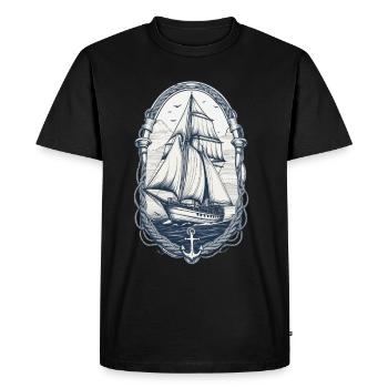 Elegant Sailing Ship Adventure Motif - Men's Premium Organic T-Shirt - black - Front - Nico (187cm)