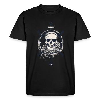 Pirate Flags Skull Jolly Roger Pirate Costume - Men's Premium Organic T-Shirt - black - Front - Nico (187cm)