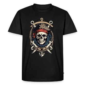 Pirate Flags Skull Jolly Roger Pirate Costume - Men's Premium Organic T-Shirt - black - Front - Nico (187cm)