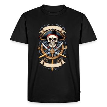 Pirate Flags Skull Jolly Roger Pirate Costume - Men's Premium Organic T-Shirt - black - Front - Nico (187cm)