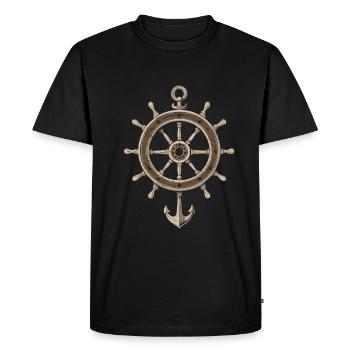 Nautical steering wheel with anchor - Men's Premium Organic T-Shirt - black - Front - Nico (187cm)
