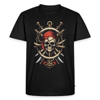 Pirate Flags Skull Jolly Roger Pirate Costume - Men's Premium Organic T-Shirt - black - Front - Nico (187cm)