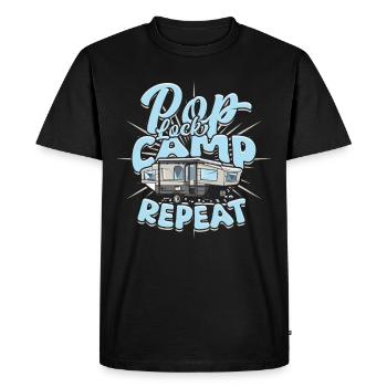 Pop Up Camper Folding Caravan Pop Lock Camp Repeat - Men's Premium Organic T-Shirt - black - Front - Nico (187cm)