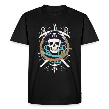 Drôle de Pirate Tenue Jolly Roger Design - T-shirt Premium bio Homme - noir - Devant - Nico (187cm)