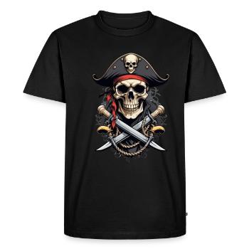 Costume de Pirate Drapeau Drapeau Jolly Roger - T-shirt Premium bio Homme - noir - Devant - Nico (187cm)