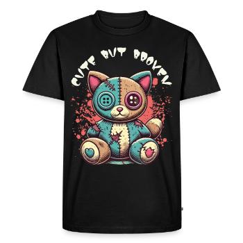 Psychopathe mental Chat mignon mais cassé - T-shirt Premium bio Homme - noir - Devant - Nico (187cm)