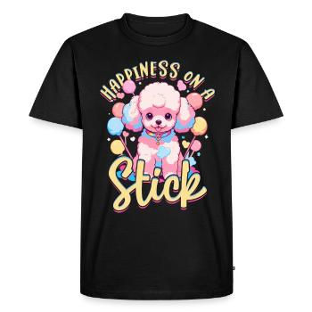 Barbe à papa Bonheur sur un bâton - T-shirt Premium bio Homme - noir - Devant - Nico (187cm)