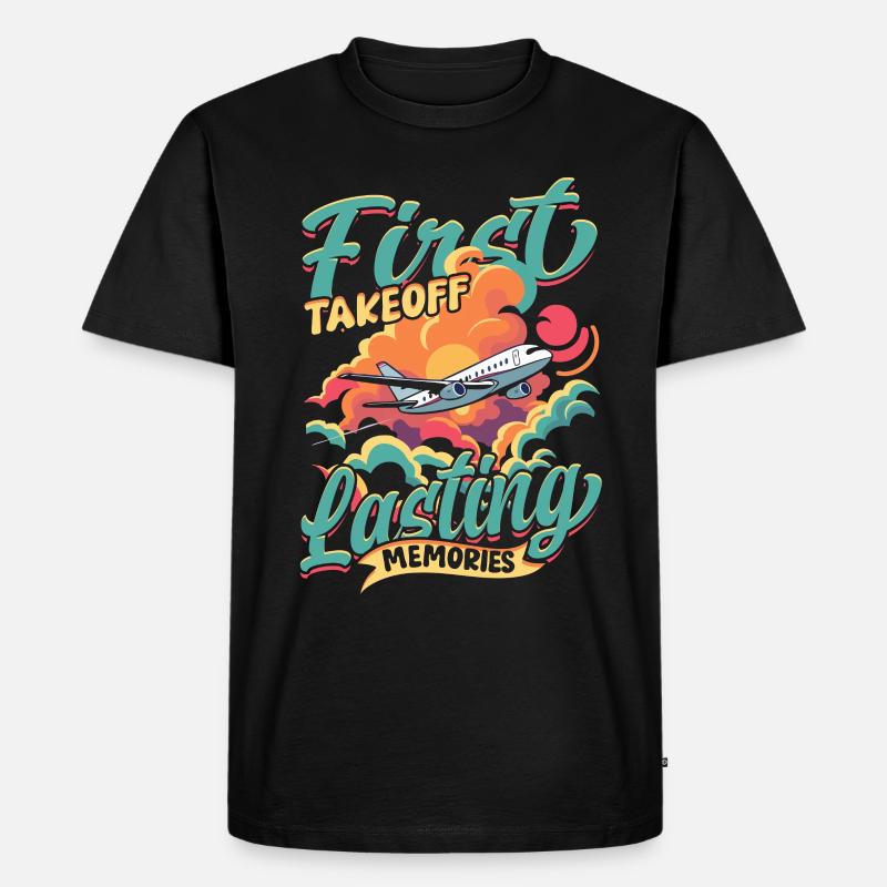 Erster Flug Flugzeugflug - Männer Premium Bio T-Shirt - Schwarz
