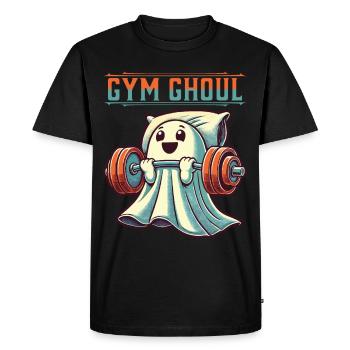 Gym goule drôle fitness fantôme illustration - T-shirt Premium bio Homme - noir - Devant - Nico (187cm)