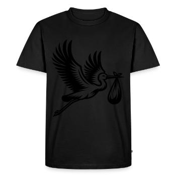 Cigogne avec bébé paquet illustration noir et blanc - T-shirt Premium bio Homme - noir - Devant - Nico (187cm)