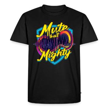 Perte auditive Perte auditive soudaine Muet mais puissant - T-shirt Premium bio Homme - noir - Devant - Nico (187cm)