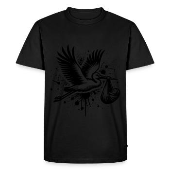 Cigogne avec dessin de bébé - T-shirt Premium bio Homme - noir - Devant - Nico (187cm)