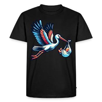 Cigogne portant bébé Artwork - T-shirt Premium bio Homme - noir - Devant - Nico (187cm)
