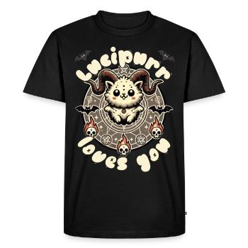 Lucipurr Loves You Magical Cat Motif - Men's Premium Organic T-Shirt - black - Front - Nico (187cm)