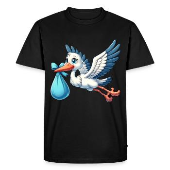 Cigogne heureuse avec bébé - T-shirt Premium bio Homme - noir - Devant - Nico (187cm)