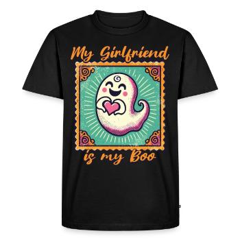 Ma copine est mon boo ghost love - T-shirt Premium bio Homme - noir - Devant - Nico (187cm)