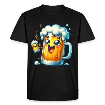 Cheerful beer mug with foam - Men's Premium Organic T-Shirt - black - Front - Nico (187cm)