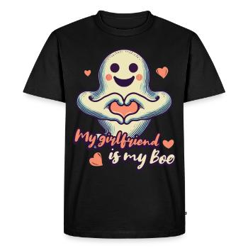 Ma copine est mon boo ghost love - T-shirt Premium bio Homme - noir - Devant - Nico (187cm)