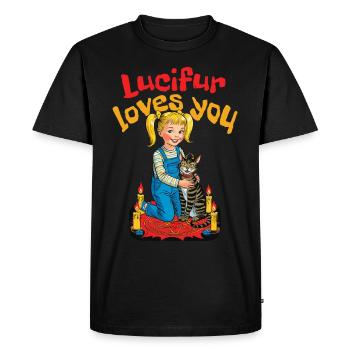 Lucifur Loves You Motif Mignon - T-shirt Premium bio Homme - noir - Devant - Nico (187cm)