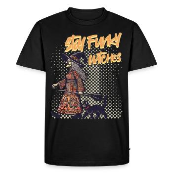 Drôle de sorcière disant chat amant sorcière - T-shirt Premium bio Homme - noir - Devant - Nico (187cm)