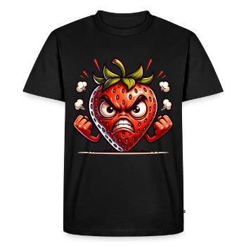 Angry strawberry with comic style - Men's Premium Organic T-Shirt - black - Front - Nico (187cm)
